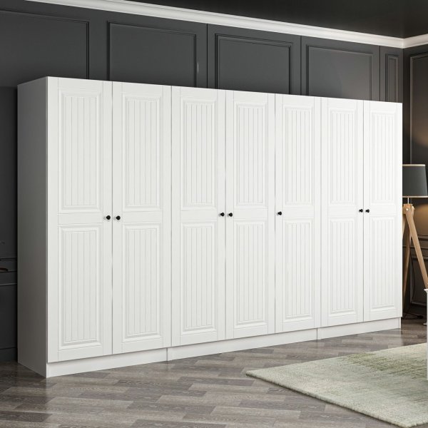 Capeto vaatekaappi 315 cm, variantti A - valkoinen