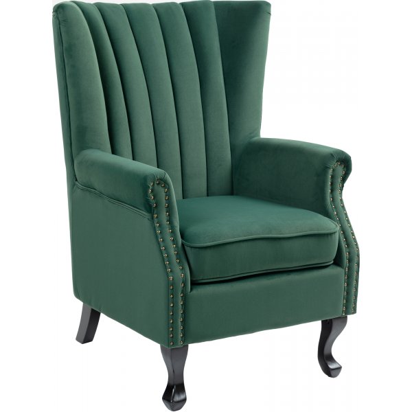 Korvaläppänojatuoli vihreää samettia Korvaläppänojatuoli vihreää samettia