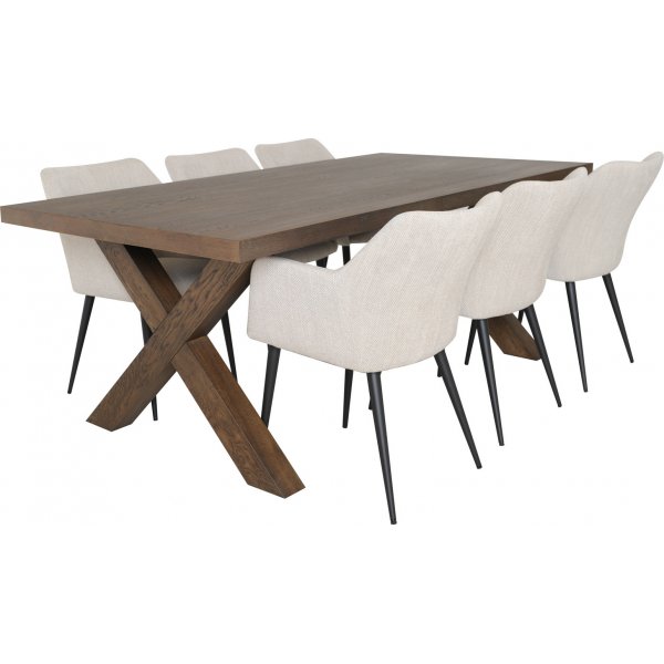 Zion ruokapyt 200 x 100 cm - Ruskea ljytty tammiviilu