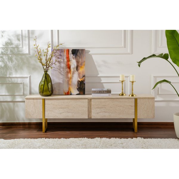 Serenity TV-taso - travertiini/kulta Serenity TV-taso - travertiini/kulta