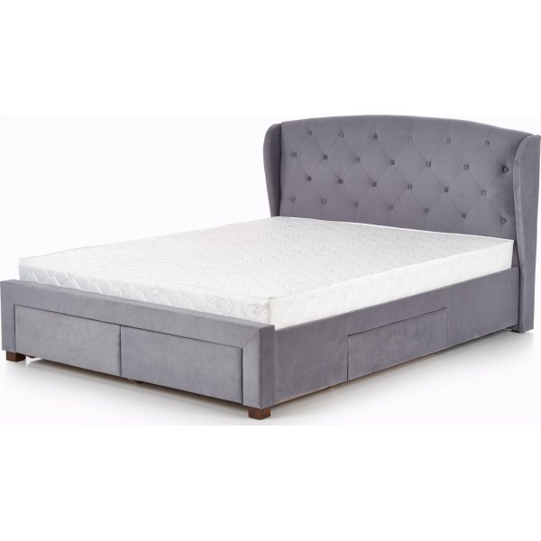 Binta sängynrunko - Harmaa (sametti) + Huonekalujen jalat Binta sängynrunko - Harmaa (sametti) + Huonekalujen jalat