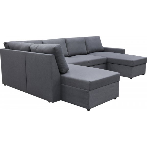 Dream vuodesohva säilytystilalla (U-sohva) vasemmanpuoleinen - Tummanharmaa (kangas) + Huonekalujen tekstiilien puhdistus Dream vuodesohva säilytystilalla (U-sohva) vasemmanpuoleinen - Tummanharmaa (kangas) + Huonekalujen tekstiilien puhdistus