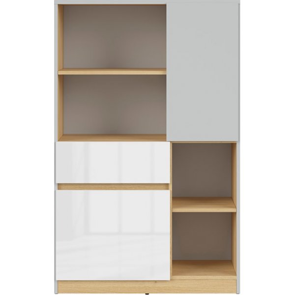 Nandu kirjahylly - harmaa/tammi/valkoinen