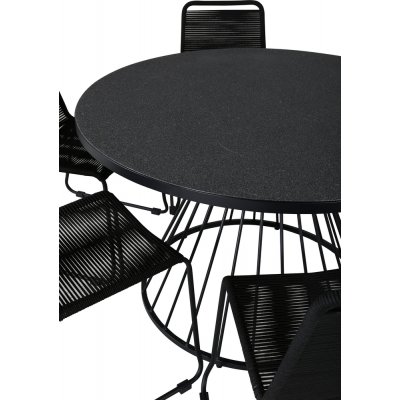 Tropea ulkoruokailuryhm 6 Lindos-tuolilla - musta/harmaa