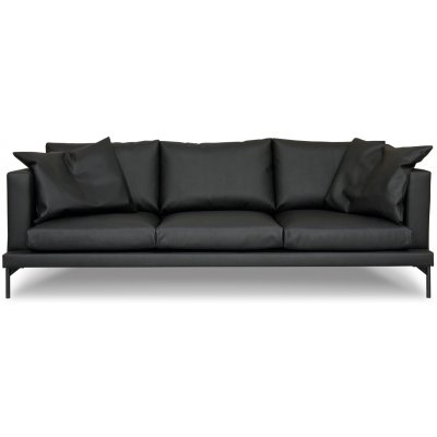 York 3-istuttava sohva mustaa nahkaa