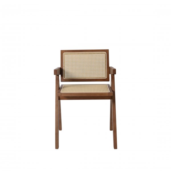 Anna-nojatuoli - Ruskea, rottinki istuimessa ja selknojassa