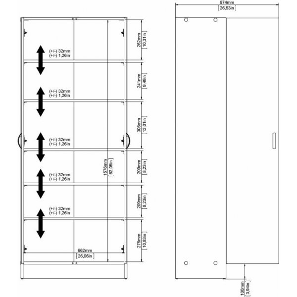 Focus-kaappi - Valkoinen - Korkeus 200 cm - Leveys 49,2 cm