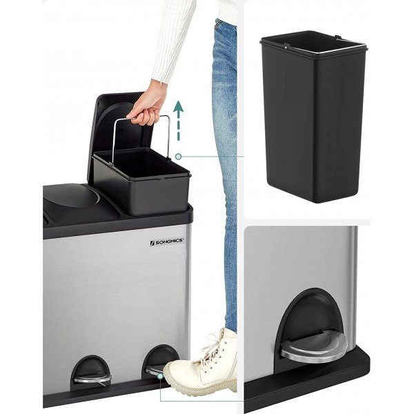 Luan roskakori 54 l - Hopea/musta