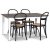 Skagen elintarvikeryhmä; ruokapöytä 140 cm - Valkoiseksi/ruskeaksi petsattu tammi ja 4 Danderyd No.16 ruokapöydän tuolia Musta