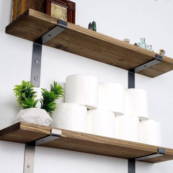 Lamba seinähylly 4 - Musta/pähkinä Lamba seinähylly 4 - Musta/pähkinä