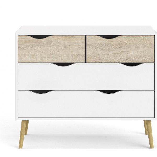 Oslon lipasto 4 laatikolla - Valkoinen/tammi Oslon lipasto 4 laatikolla - Valkoinen/tammi