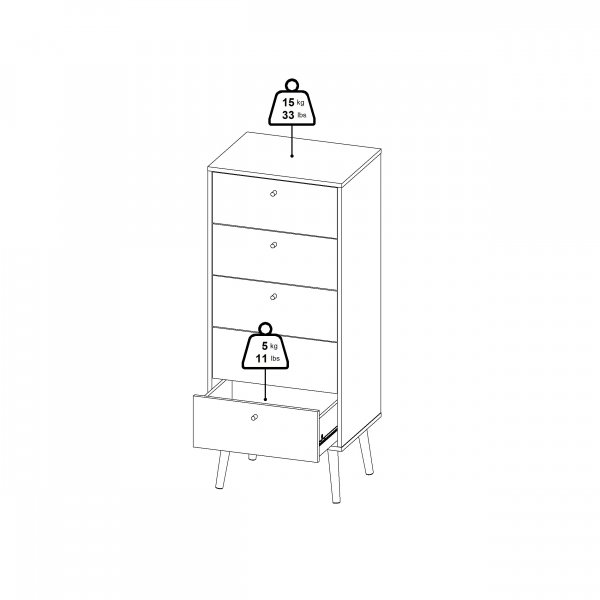 Bodo-lipasto 5 laatikolla - Mattavalkoinen