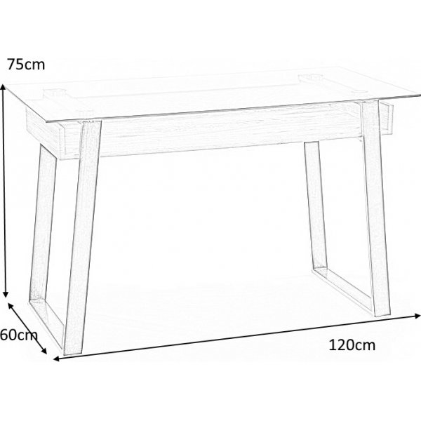 Emma typyt 120 x 60 cm - tammi/musta