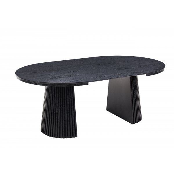 Crossby pyöreä ruokapöytä jatkettava Ø120-200 cm - Mustaksi petsattu tammi Crossby pyöreä ruokapöytä jatkettava Ø120-200 cm - Mustaksi petsattu tammi