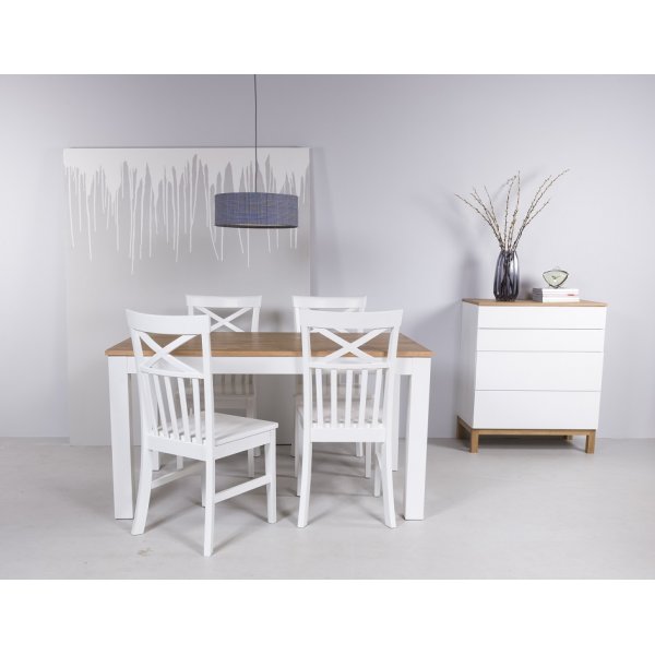 Mellby- ruokapöydän selkänojat - Valkoinen + Huonekalujen jalat Mellby- ruokapöydän selkänojat - Valkoinen + Huonekalujen jalat