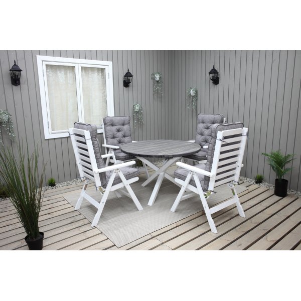 Scottsdale ruokapöytä Ø112 cm - Shabby Chic harmaa/valkoinen Scottsdale ruokapöytä Ø112 cm - Shabby Chic harmaa/valkoinen