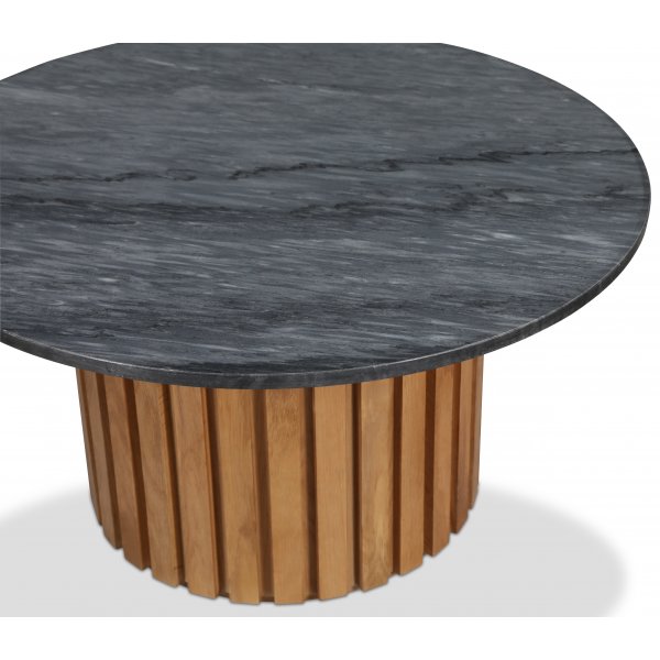 Marmorinen sohvapöytä Ø85 - Tammi / Harmaa marmori Marmorinen sohvapöytä Ø85 - Tammi / Harmaa marmori