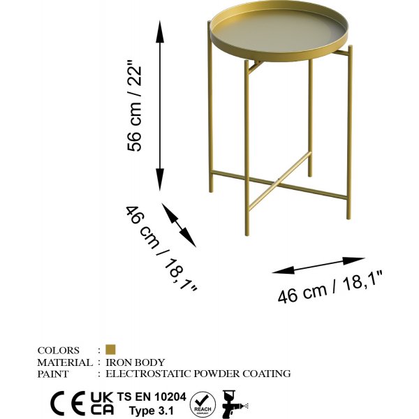 Vela sohvapöytä Ø46 cm - Kulta Vela sohvapöytä Ø46 cm - Kulta
