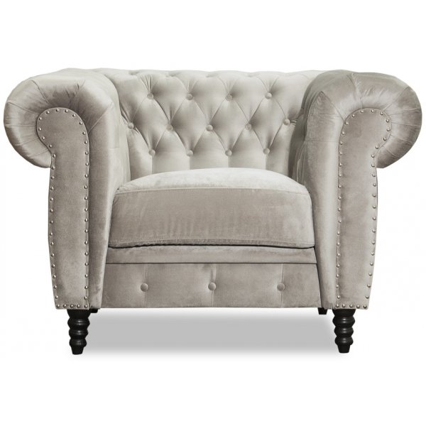 Ashford chesterfield -nojatuoli - Harmaabeige sametti