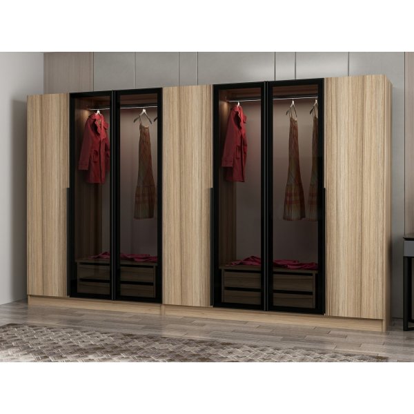 Cikani vaatekaappi peiliovilla, 315x52x210 cm - Tammi Cikani vaatekaappi peiliovilla, 315x52x210 cm - Tammi