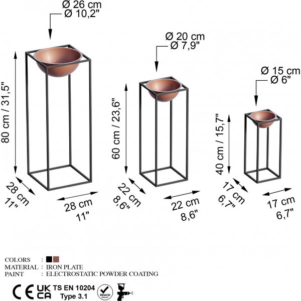 Plato 19 ruukku - musta/kupari Plato 19 ruukku - musta/kupari