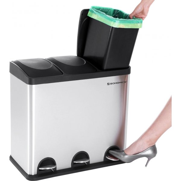 Luan roskakori 54 l - Hopea/musta