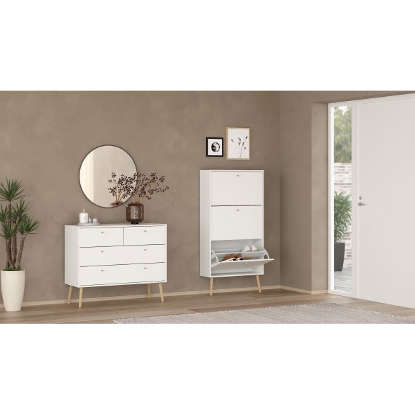 Kenkäkaappi Bodo | 3 taitto-ovea | Valkoinen Kenkäkaappi Bodo | 3 taitto-ovea | Valkoinen