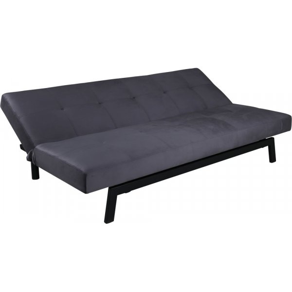 Tummanharmaata samettia oleva vuodesohva + Huonekalujen jalat