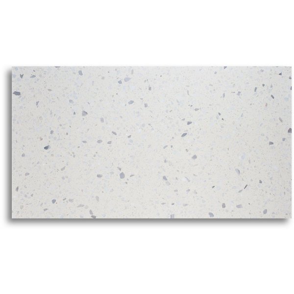 Terrazzo-sohvapyt 110x60 cm - Bianco Terrazzo & AIR-runko mustasta metallista