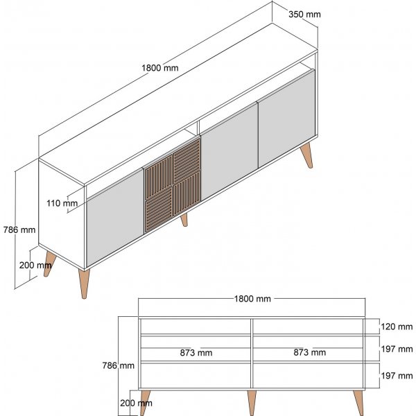 Milanon senkki 180 cm - pähkinä Milanon senkki 180 cm - pähkinä