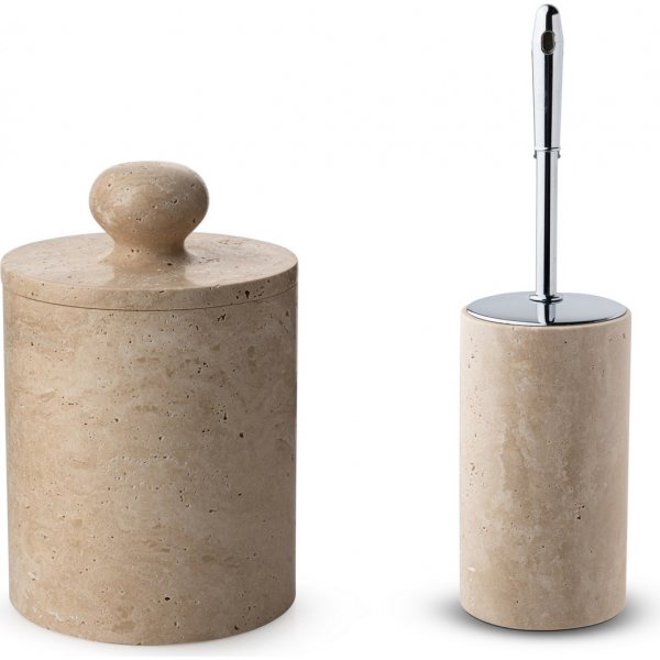 Beige travertiinimarmorinen kylpyhuonesetti, 2 osaa