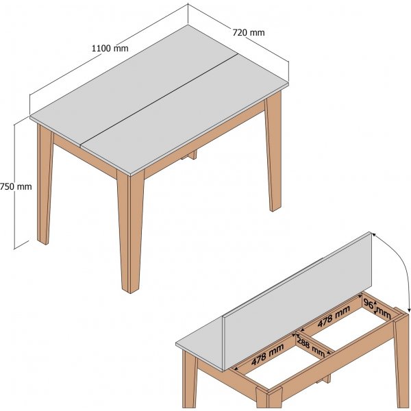 Ruokapöytä Kyiv, pähkinäpuu/valkoinen - 110x72 cm Ruokapöytä Kyiv, pähkinäpuu/valkoinen - 110x72 cm