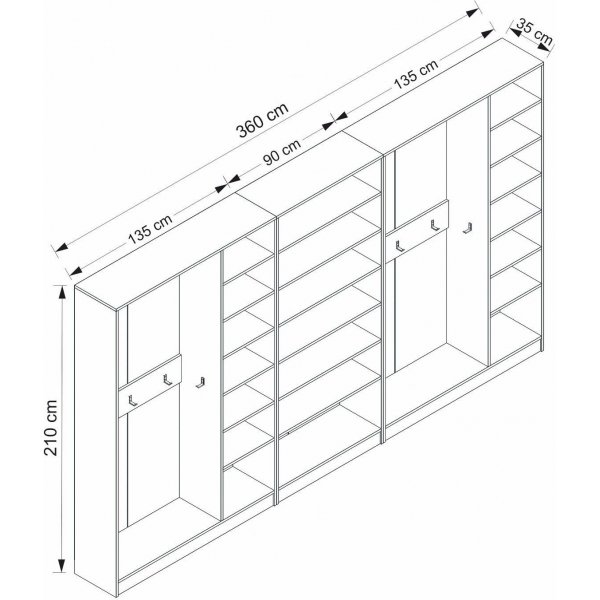 Armadio aulakalusteet L 360 x 35 x 210 cm - Valkoinen Armadio aulakalusteet L 360 x 35 x 210 cm - Valkoinen