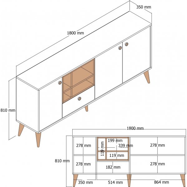 Nappan senkki - musta/pähkinä Nappan senkki - musta/pähkinä