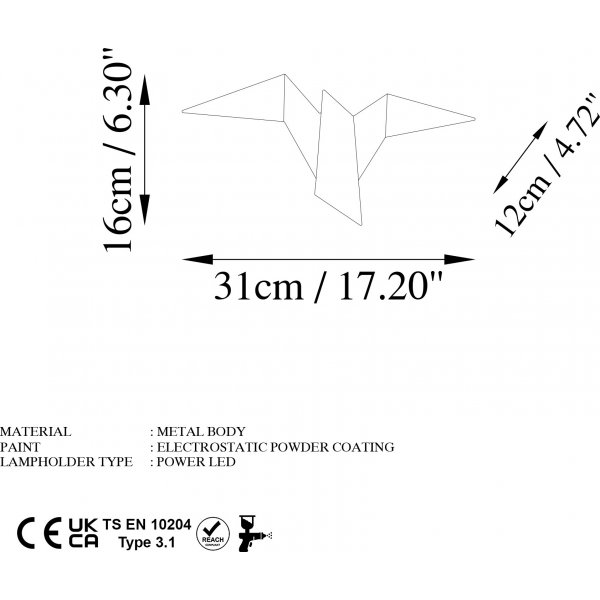 Pacali seinvalaisin 31 x 16 cm - Kulta