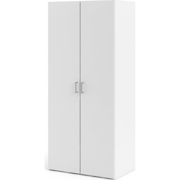 Tilava vaatekaappi 2 ovella - valkoinen Tilava vaatekaappi 2 ovella - valkoinen