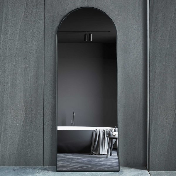 Kokovartalopeili 70 � 185 cm Kaareva - Musta kehys