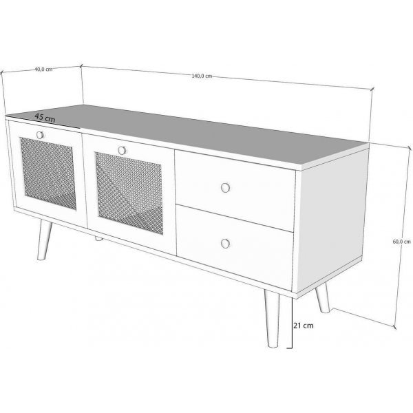 Patara mediapenkki 140 cm - Tammi