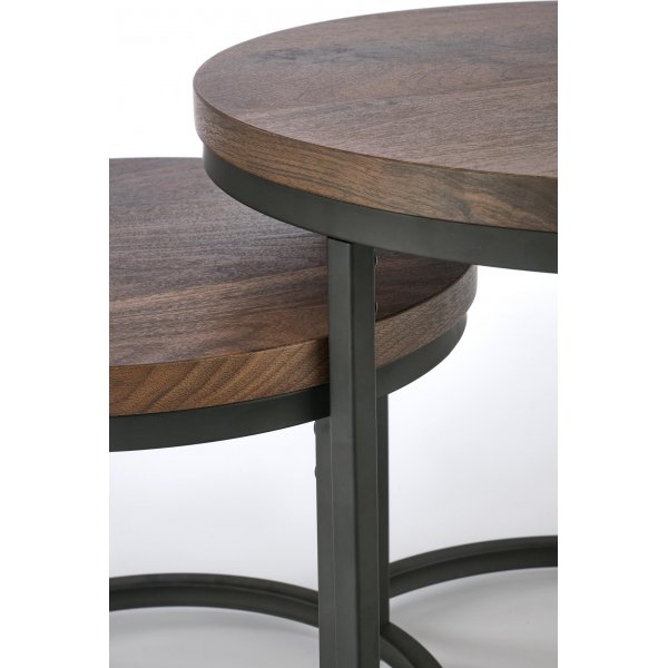 Pöytäsarja pähkinäpuu/musta Ø43/53 cm - Tore Pöytäsarja pähkinäpuu/musta Ø43/53 cm - Tore