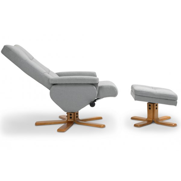 Duva sdettv nojatuoli, rahi ja silytystila - Harmaa kangas puisilla jaloilla