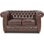 Kahden istuttava Dublin Chesterfield -sohva - Ruskea nahka