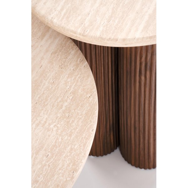 Sohvapöytä mokkakuvio travertiinikannella 80 cm Sohvapöytä mokkakuvio travertiinikannella 80 cm