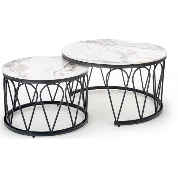Formosa sohvapöytä Ø60 cm - Valkoinen marmori/musta Formosa sohvapöytä Ø60 cm - Valkoinen marmori/musta