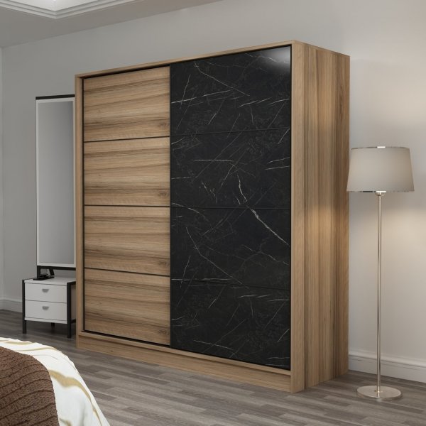 Kapusta vaatekaappi 220x52x210 cm - Ruskea/musta Kapusta vaatekaappi 220x52x210 cm - Ruskea/musta