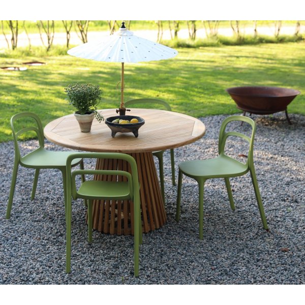 Ruokailuryhm Salt teak: Tiikkipyt noin 120 cm sislten 4 Nordan-tuolia