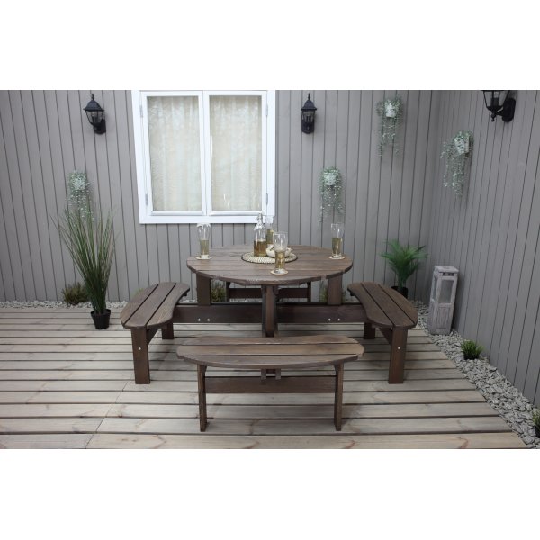 Ronda kalusteryhmä - Puutarhapenkki & pöytä yhdessä - Ruskea Ronda kalusteryhmä - Puutarhapenkki & pöytä yhdessä - Ruskea
