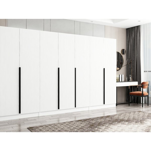 Cikani vaatekaappi 315x52x210 cm, variantti A - Valkoinen