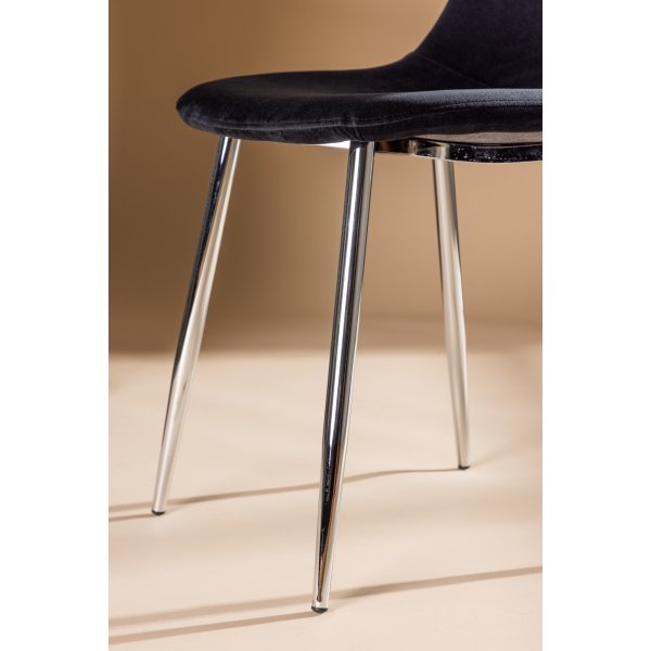 Bridge-ruokailutuoli - Musta sametti/kromi Bridge-ruokailutuoli - Musta sametti/kromi