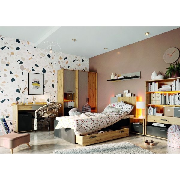 Qubic ypyt - Artisan tammi/harmaa/musta