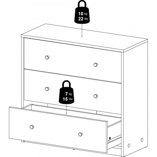 Toukokuun lipasto 3 laatikolla - Valkoinen Toukokuun lipasto 3 laatikolla - Valkoinen